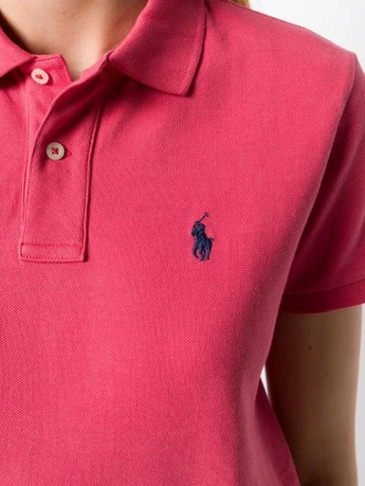 Shop Polo Ralph Lauren Logo Embroidered Polo Shirt In Red