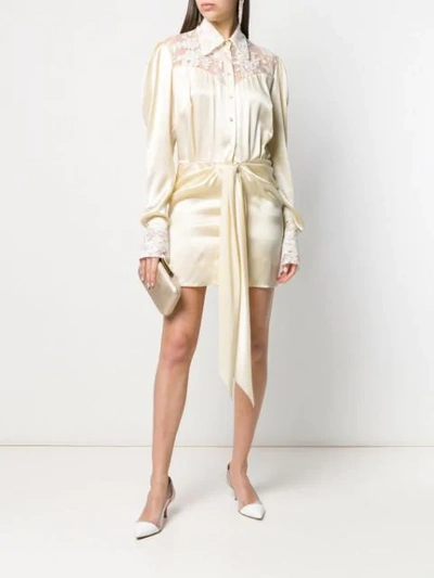 Shop Magda Butrym Hebei Draped Shirt Dress In Neutrals