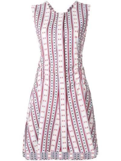 Carven Stripes & Squares Jacquard Flared Dress In Multicolour
