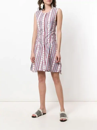 Carven Stripes & Squares Jacquard Flared Dress In Multicolour