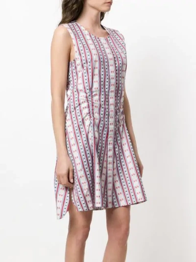 Carven Stripes & Squares Jacquard Flared Dress In Multicolour