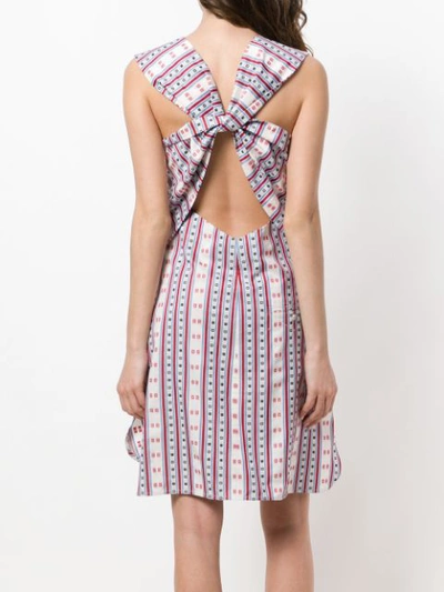 Carven Stripes & Squares Jacquard Flared Dress In Multicolour