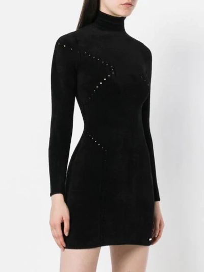 Shop Dsquared2 Pointelle Turtleneck Knit Dress - Black