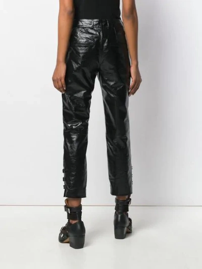 Shop Olivier Theyskens Fitted Leather Trousers - Black
