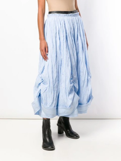 Shop Jw Anderson Belted Crinkle Full Skirt - Blue