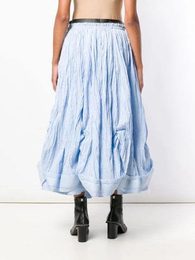 Shop Jw Anderson Belted Crinkle Full Skirt - Blue