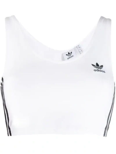 Shop Adidas Originals Cropped Logo Top In White