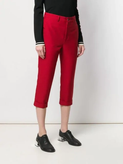 Pre-owned Comme Des Garçons Cropped Skinny Trousers In Red