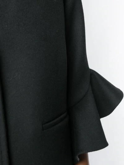 Shop Valentino Ruffle Sleeve Coat In Black