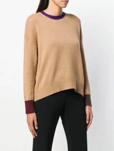 Shop Marni Contrast-cuff Fitted Sweater In Brown
