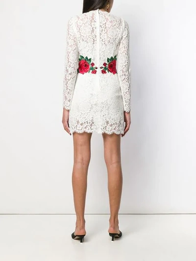 Shop Dolce & Gabbana Rose Lace Dress In White