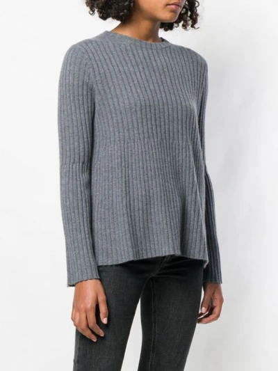Shop Allude Flared Rib Knit Sweater In Grey