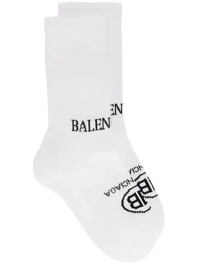 Shop Balenciaga Double Logo Socks In 9060