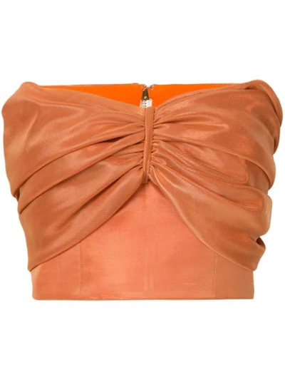 Shop Bambah Cropped Strapless Top In Orange