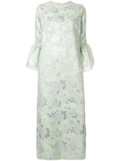 BAMBAH CAMELIA FLORAL EMBOSSED DRESS - 绿色