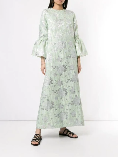 BAMBAH CAMELIA FLORAL EMBOSSED DRESS - 绿色