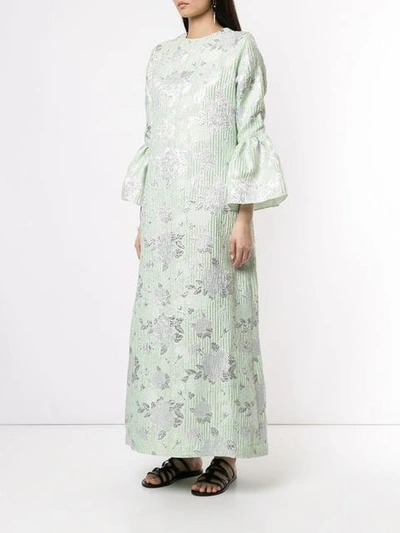 BAMBAH CAMELIA FLORAL EMBOSSED DRESS - 绿色