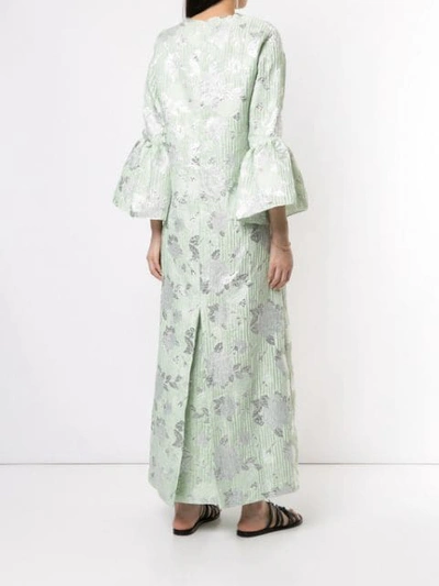 BAMBAH CAMELIA FLORAL EMBOSSED DRESS - 绿色