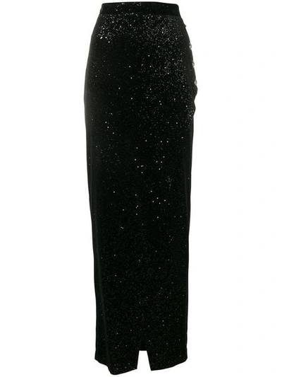 Shop Balmain Glitter Maxi Skirt - Black