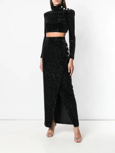 Shop Balmain Glitter Maxi Skirt - Black