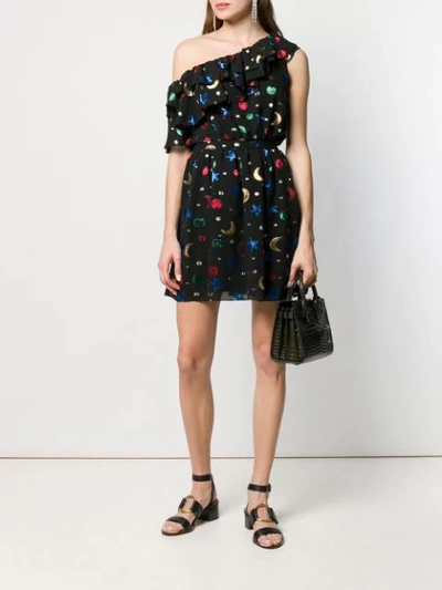 Saint Laurent Embroidered Stars And Moons Dress In Black