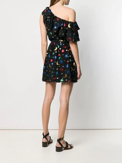 Shop Saint Laurent Embroidered Stars And Moons Dress In Black