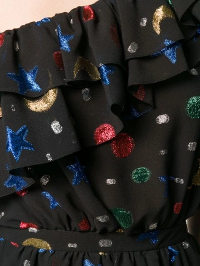 Saint Laurent Embroidered Stars And Moons Dress In Black