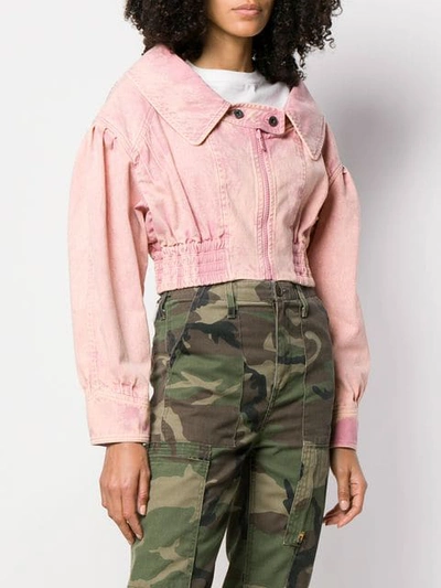 Shop Miu Miu Cropped Jacket In F0028 Pink