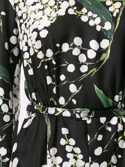 Shop Oscar De La Renta Floral Print Midi Dress In Black