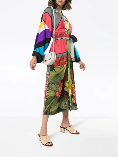 Shop Rianna + Nina Panelled Floral Print Kimono In Multicolour