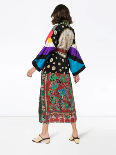 Shop Rianna + Nina Panelled Floral Print Kimono In Multicolour