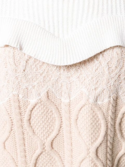 Shop Fendi Cable-knit Jumper In Neutrals