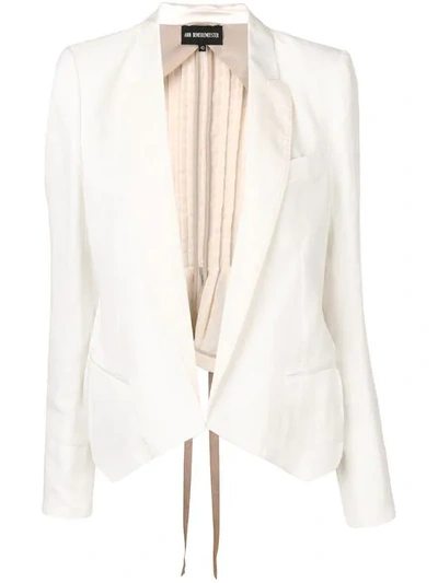 Shop Ann Demeulemeester Pleated Blazer In White