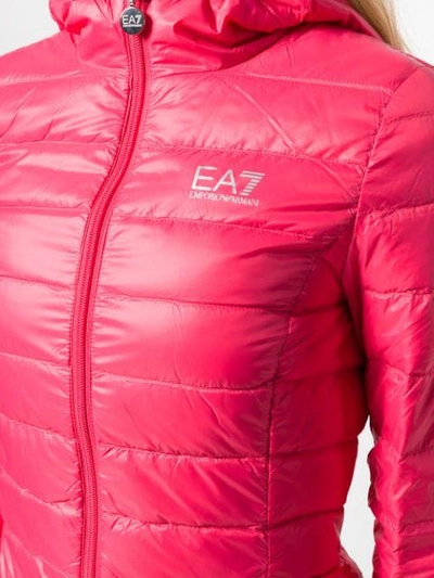 Shop Ea7 Hooded Puffer Jacket In Pink