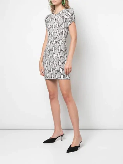 Shop A.l.c Snakeskin Print Short Sleeve Dress In Black