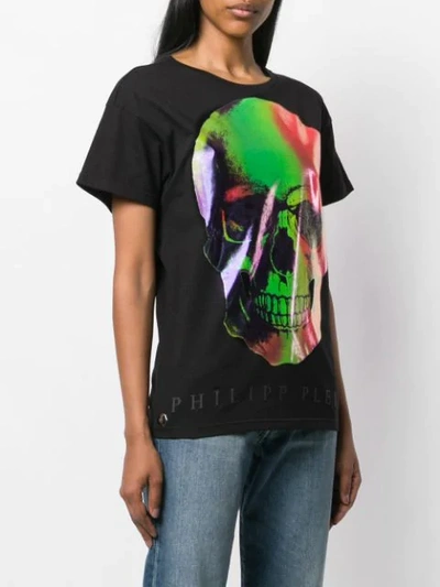 Shop Philipp Plein Multicoloured Skull Print T-shirt In Black