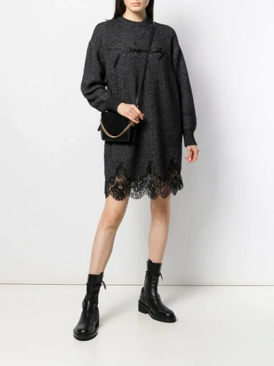 Givenchy Lace-trimmed Cotton-blend Knit Dress In Black