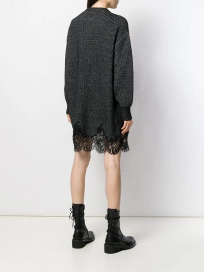 Shop Givenchy Lace Scalloped Sweater Dress In Black