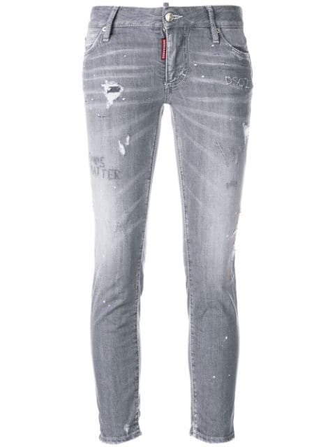 grey distressed skinny jeans