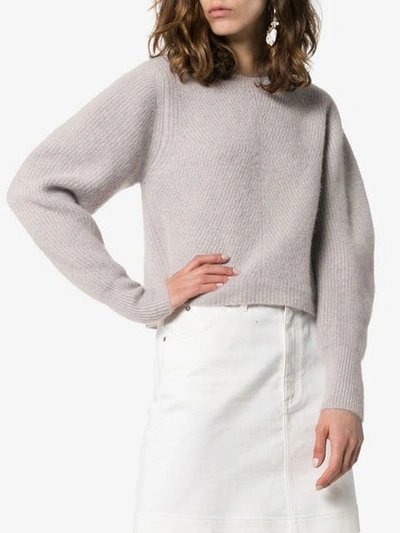 ISABEL MARANT SWINTON CASHMERE PUFF SLEEVE SWEATER - 灰色