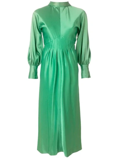 Pre-owned A.n.g.e.l.o. Vintage Cult Pleated Longsleeved Gown In Green