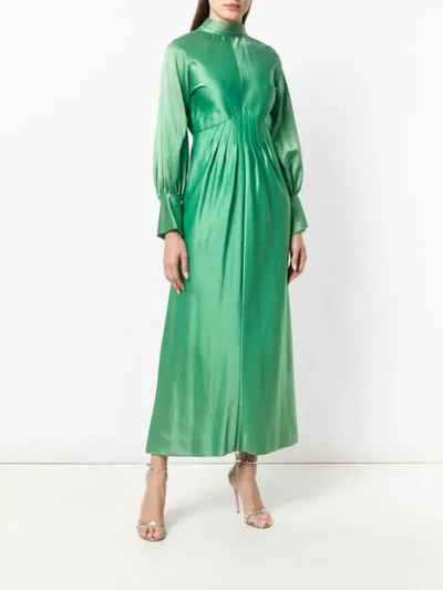 Pre-owned A.n.g.e.l.o. Vintage Cult Pleated Longsleeved Gown In Green