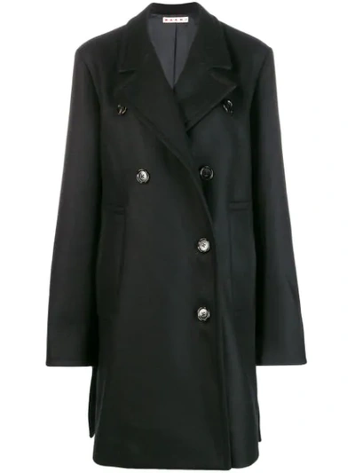 Shop Marni Double Breasted Coat In Black