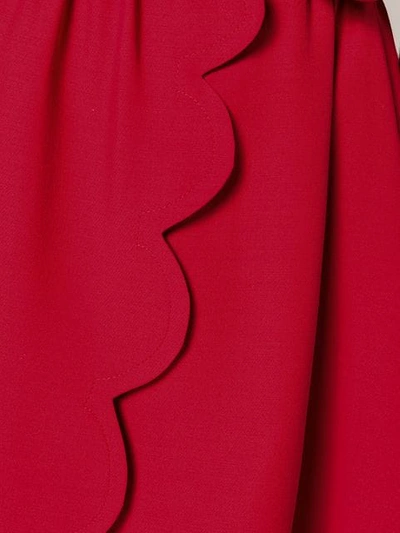 Shop Valentino Scalloped Trim Skirt In Red