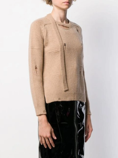 Shop Marc Jacobs Worn Torn Knitted Jumper In Neutrals