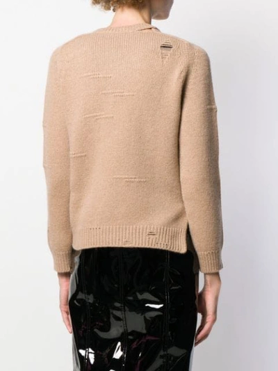 Shop Marc Jacobs Worn Torn Knitted Jumper In Neutrals