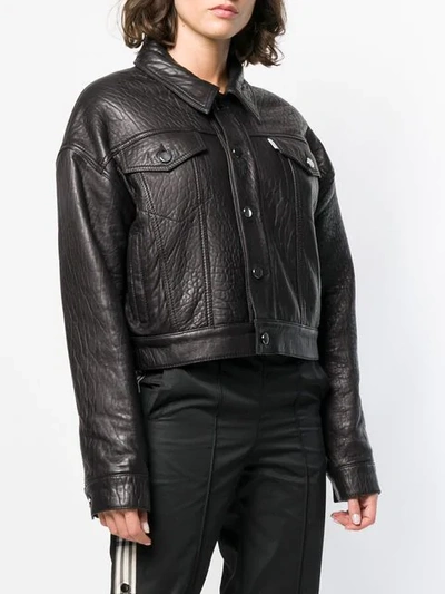 ANDREA CREWS CROPPED LEATHER JACKET - 黑色