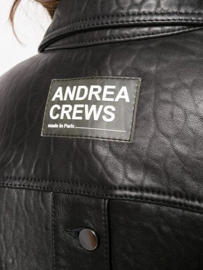Shop Andrea Crews Cropped Leather Jacket - Black