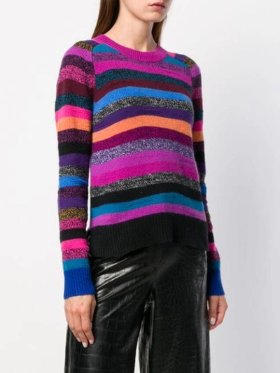Shop Marc Jacobs Striped Tie-neck Cashmere Sweater - Pink