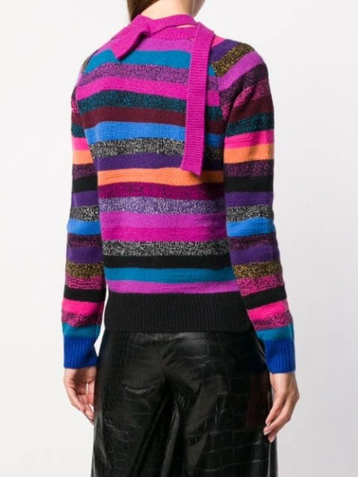 Shop Marc Jacobs Striped Tie-neck Cashmere Sweater - Pink